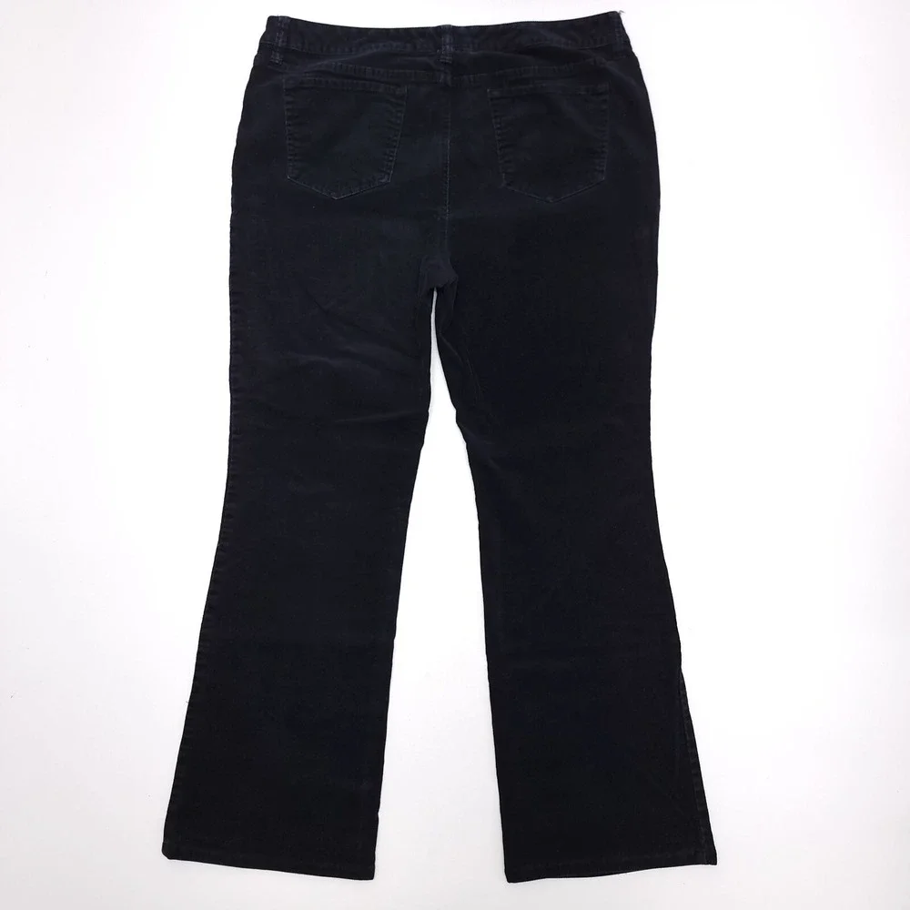 St Johns Bay Bootcut‎ Leg Corduroy Pants Women's 14 Black Chino Cords 34x28